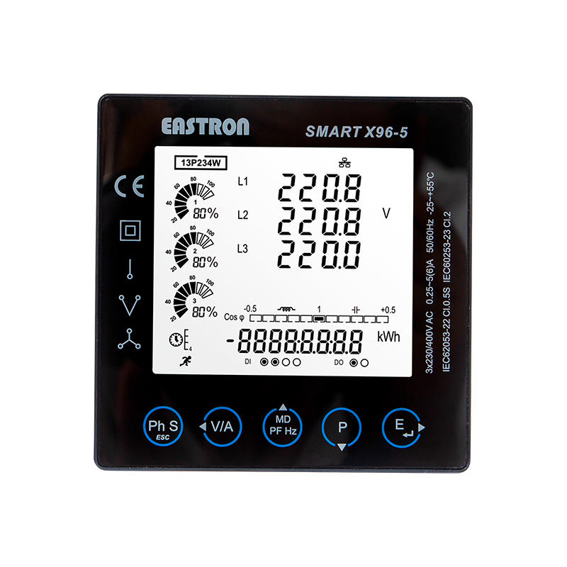4DI 2DO Three Phase Panel Mounted Multi-function Panel Meter for Electricity Distribution