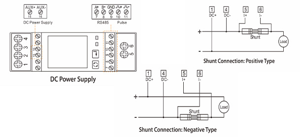DCM230 Single Load Din Rail DC Energy Meter 5-1000V DC RS485 Modbus ...
