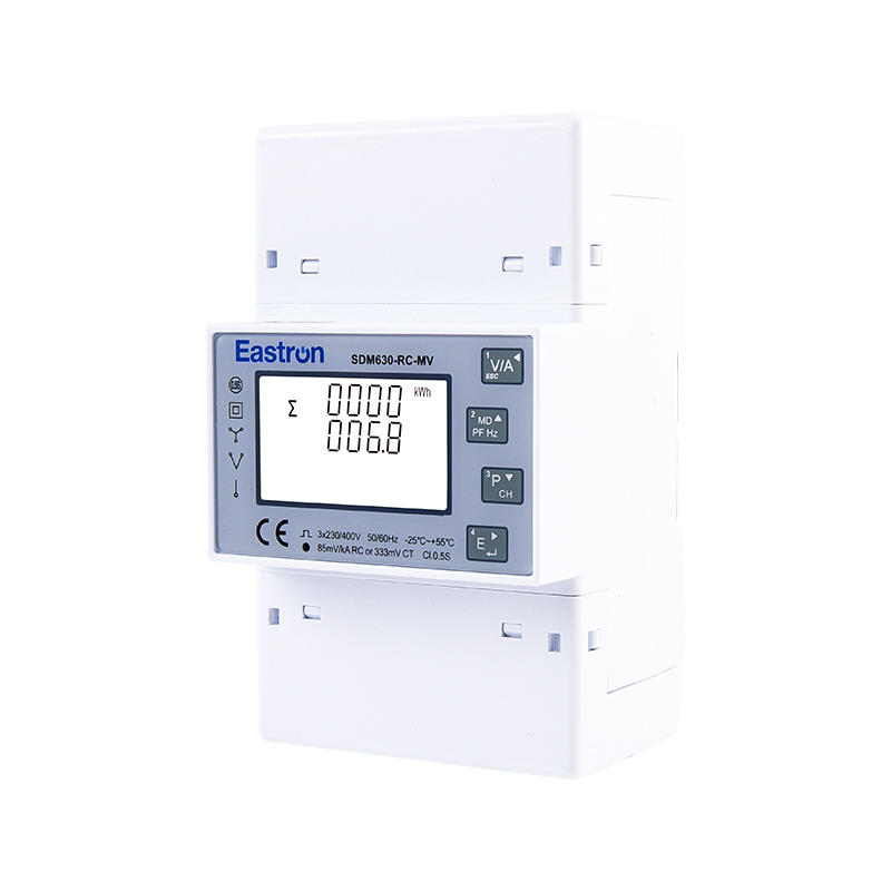 Din rail type three phase multi-function power meter, available for CT or Rogowski coil connection