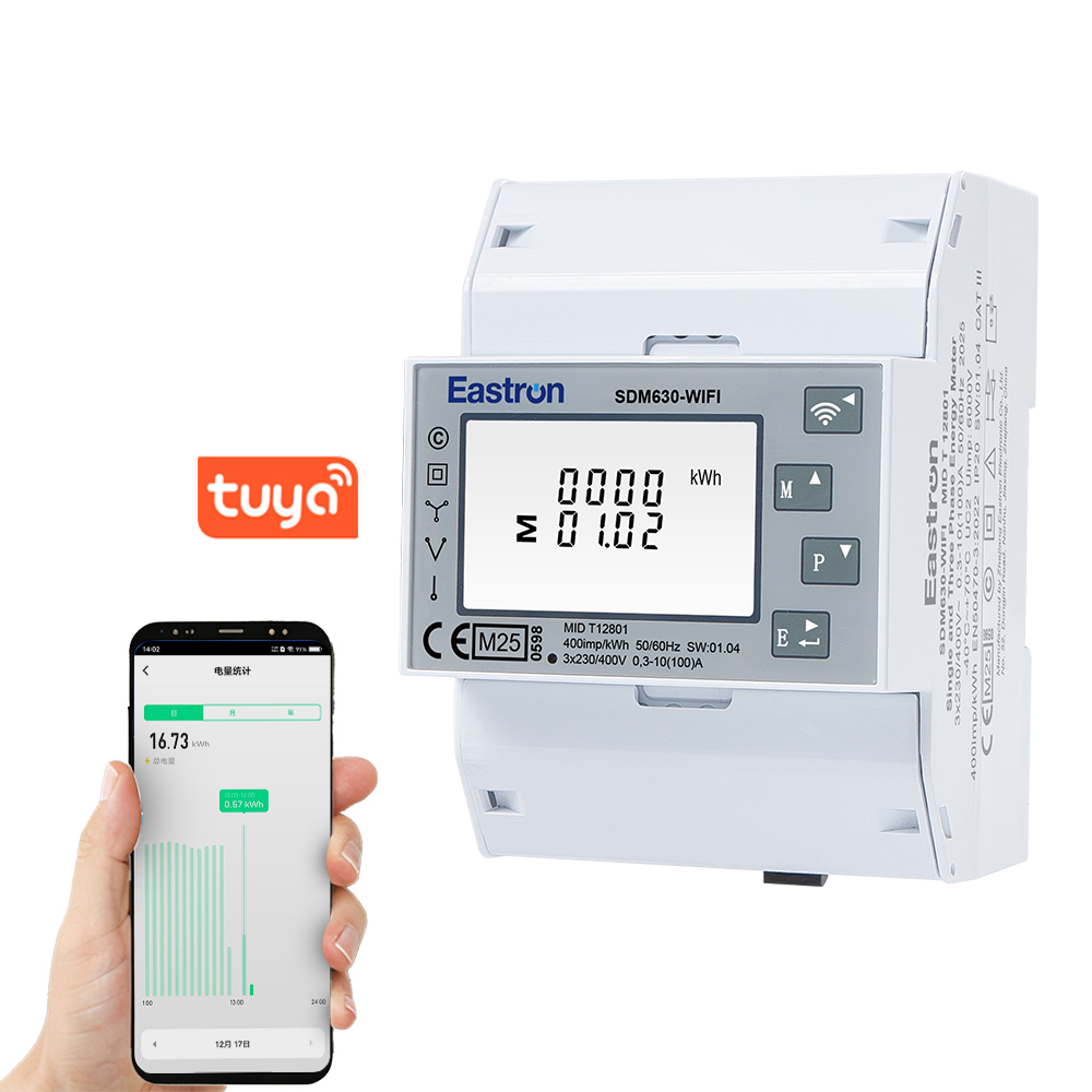 MID Approved 100A Direct Load Three Phase Din Rail Wi-Fi Energy Meter